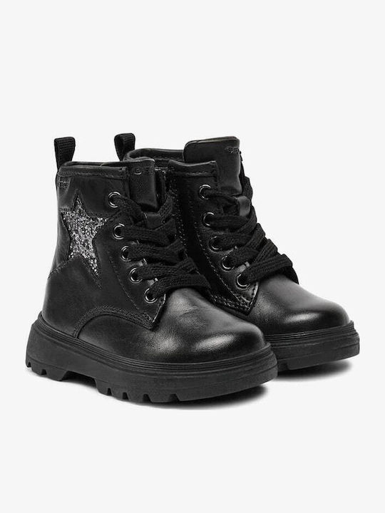 Kiddartah Leather Kids Boots with Zipper Black