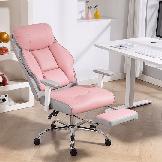 HomCom Office Chair with Adjustable Arms Pink