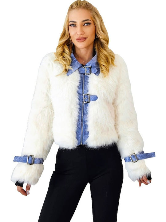 Frauen Pelz White/blue