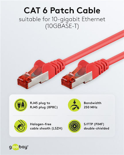 Goobay S/FTP Kat.6 Ethernet Netzwerkkabel 0.15m Rotes