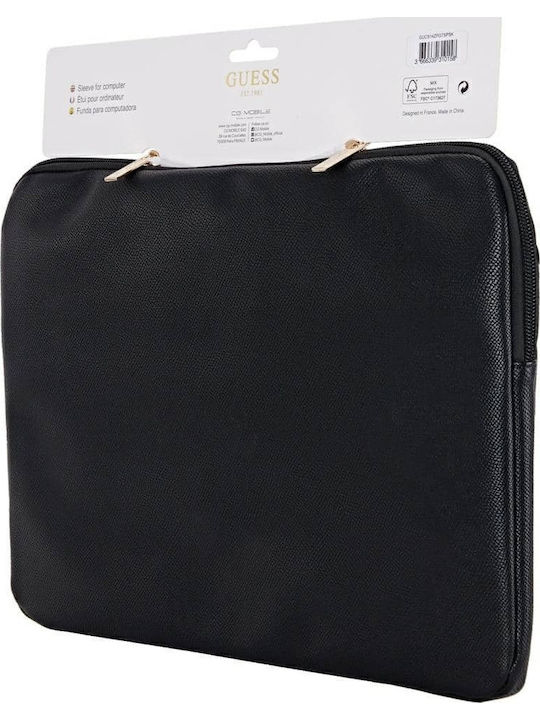 Guess Pu Grained Triangle Logo Tasche Fall für Laptop 14" in Schwarz Farbe