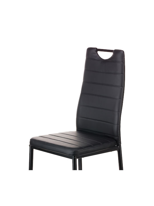 Tonia Pu Dining Room Artificial Leather Chair Black-leg Black 52x43x96cm
