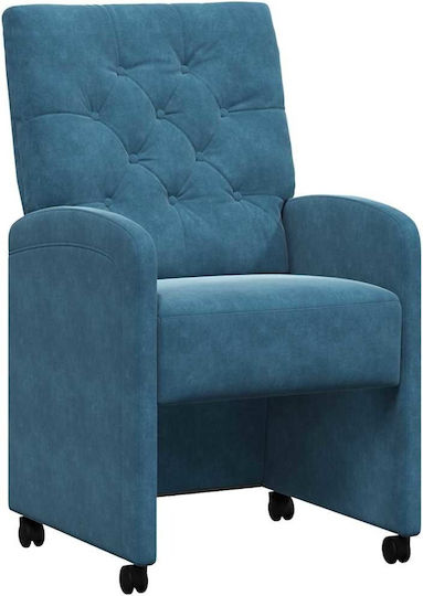 Dining Room Velvet Armchair Blue 58x67x97cm 2pcs