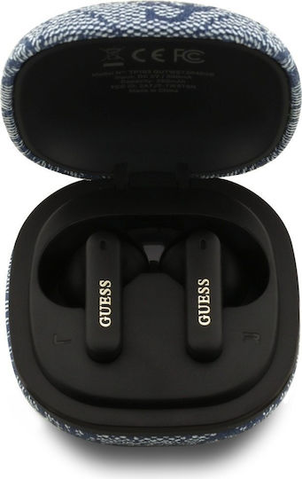 Guess 4G Classic Metal Logo In-ear Bluetooth Handsfree Ακουστικά με Αντοχή στον Ιδρώτα και Θήκη Φόρτισης Καφέ