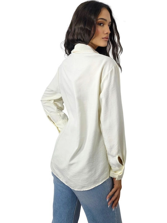 Langärmelig Damen Hemd White Druck