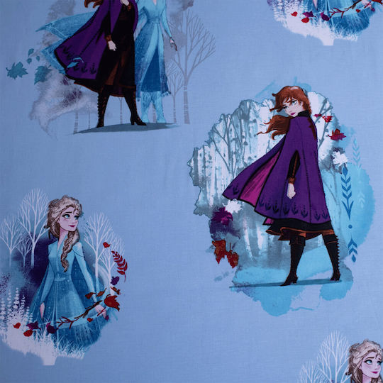 Disney Чаршаф Единично Памук Frozen Синьо 90x190см
