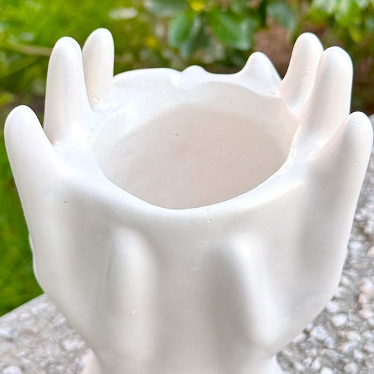 Artistic Decorative Ceramic Vase Face Covered by Hands White