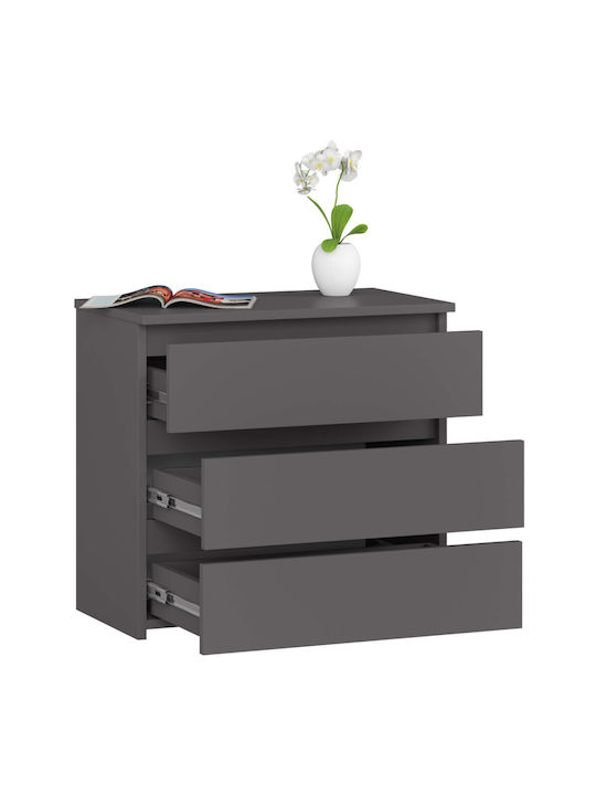 Comoda pentru Dormitor cu 3 sertare Matte Gray 60x35x57buc