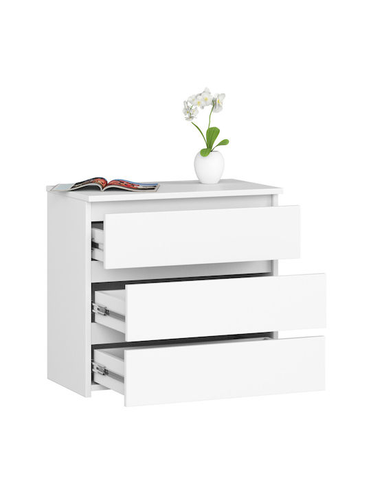 Comoda pentru Dormitor cu 3 sertare Matte White 60x35x57buc