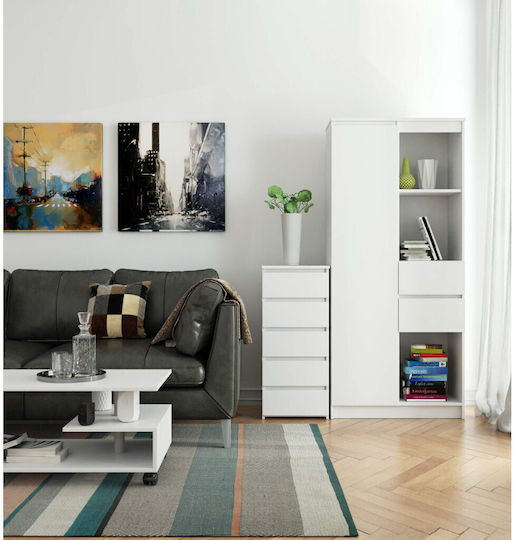 Wooden Chest of Drawers with 5 Drawers White 40x35x92cm