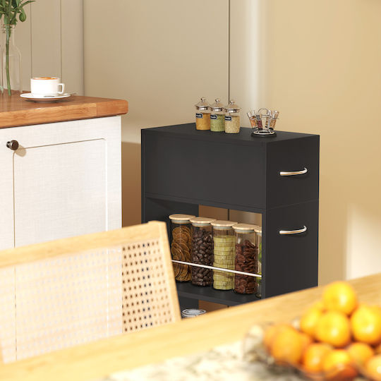 HomCom Τρόλεϊ Κουζίνας Ξύλινο Μαύρο 50x25x85cm