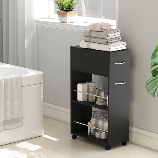 HomCom Τρόλεϊ Κουζίνας Ξύλινο Μαύρο 50x25x85cm