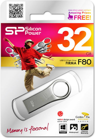 Silicon Power Firma F80 32GB USB 2.0 Stick Ασημί