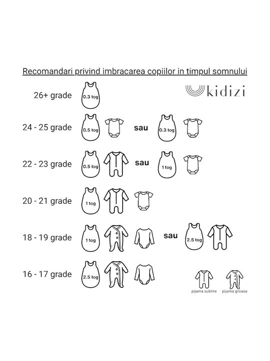 Kidizi Vara Sac de dormit 0.5 tog Pastel