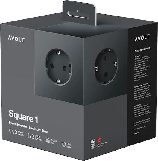 AVOLT PowerCube 3 Θέσεων με USB-C και Καλώδιο 3m