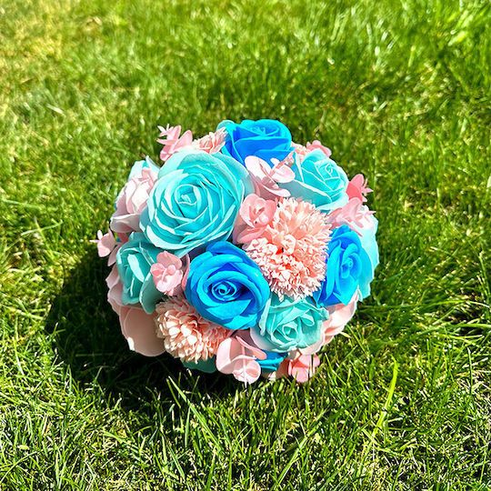 Buchet De Mireasă Trandafiri Anemone Săpun Dalie Roz-albăstrui