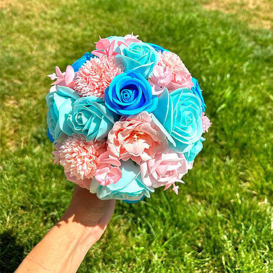 Buchet De Mireasă Trandafiri Anemone Săpun Dalie Roz-albăstrui