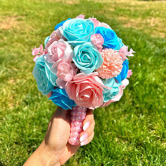 Buchet De Mireasă Trandafiri Anemone Săpun Dalie Roz-albăstrui