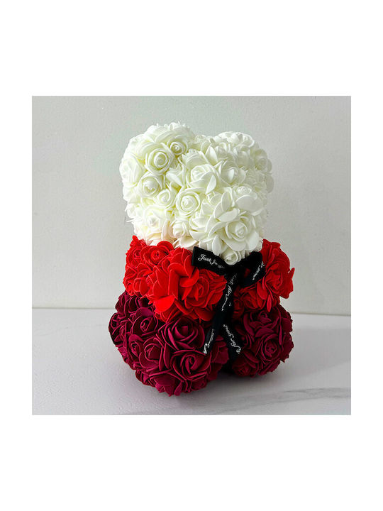 Floral Teddy Bear Rainbow Handmade Foam Roses 25 Cm In Gift Box Red