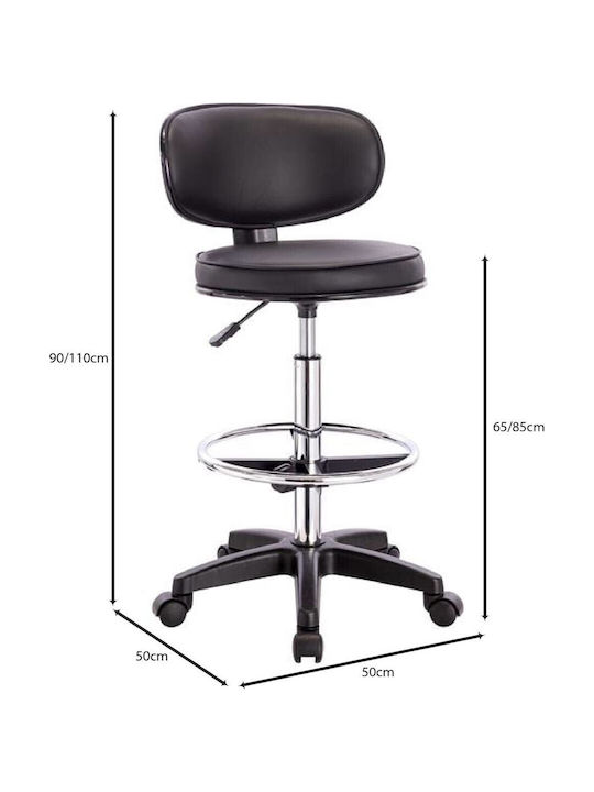 Office Desk Stool with Backrest BF406 Black 50x50x90cm
