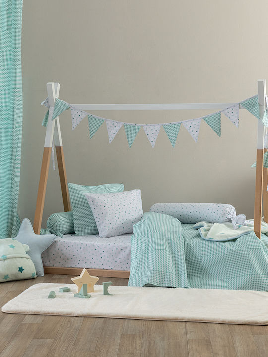Palamaiki Baby Sheet Crib Cotton Fitted Blue 70x140cm