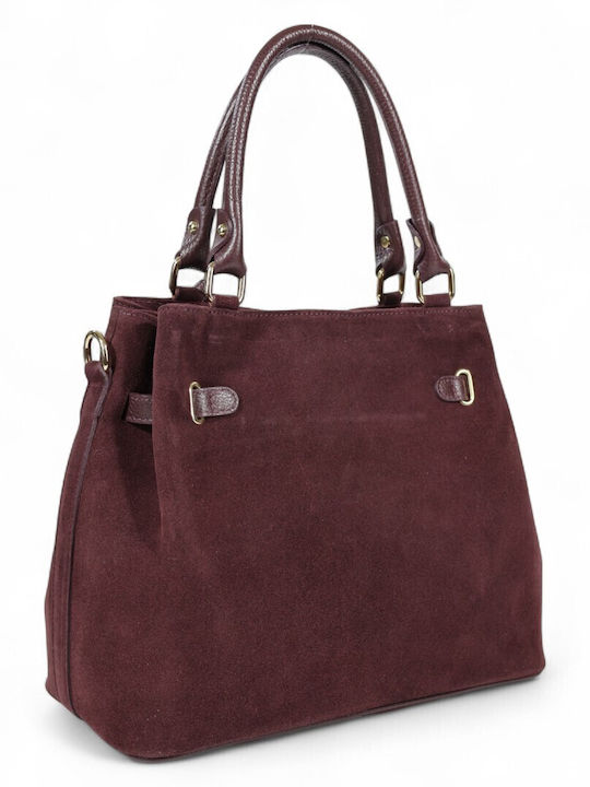 Passaggio Leder Damen Tote Tasche Wildleder Burgundisch