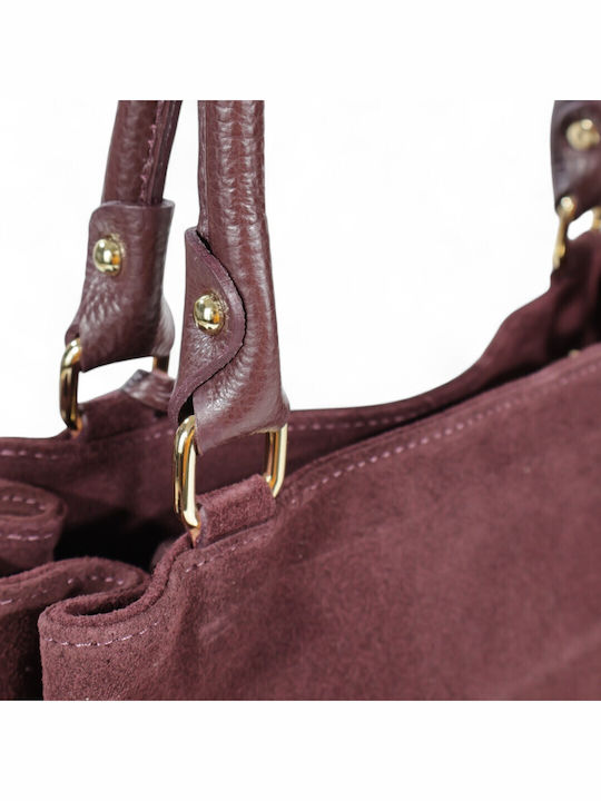 Passaggio Leder Damen Tote Tasche Wildleder Burgundisch