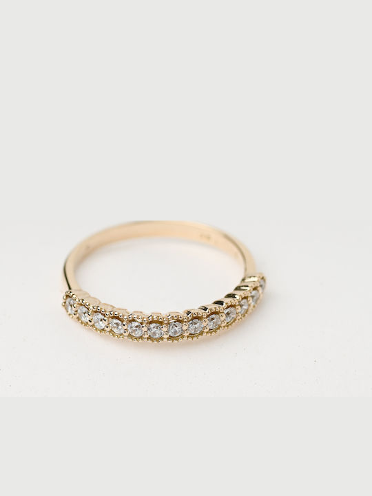 Lunaorocreations Women's Half Eternity Band Zircon Yellow Gold 14K Ring