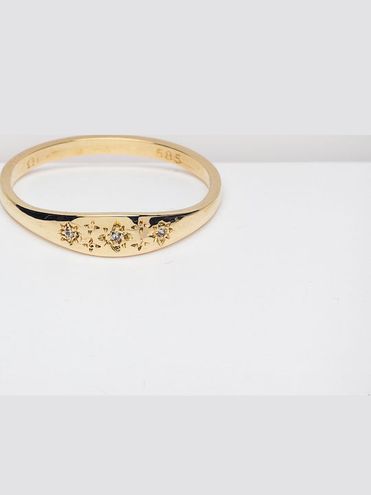 Lunaorocreations Women's Rings Stars Zircon Yellow Gold