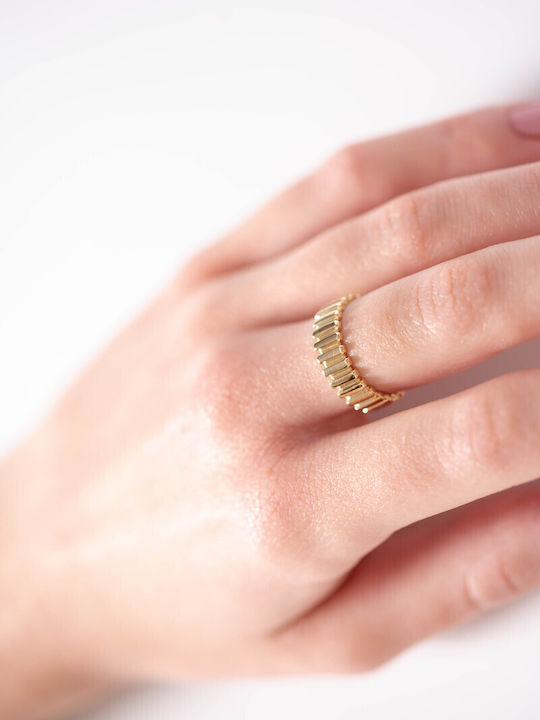 Lunaorocreations Damenring 14k Gelbgold Reliefmuster