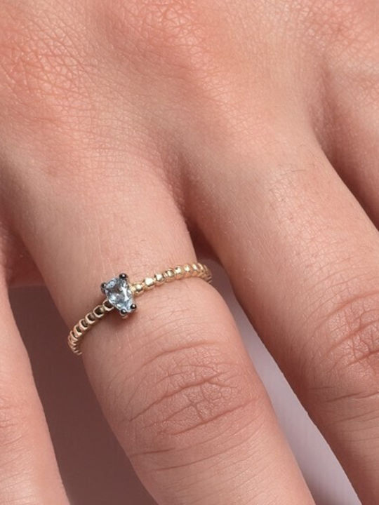 Lunaorocreations Women's Ring Aquamarine Yellow Gold 14K
