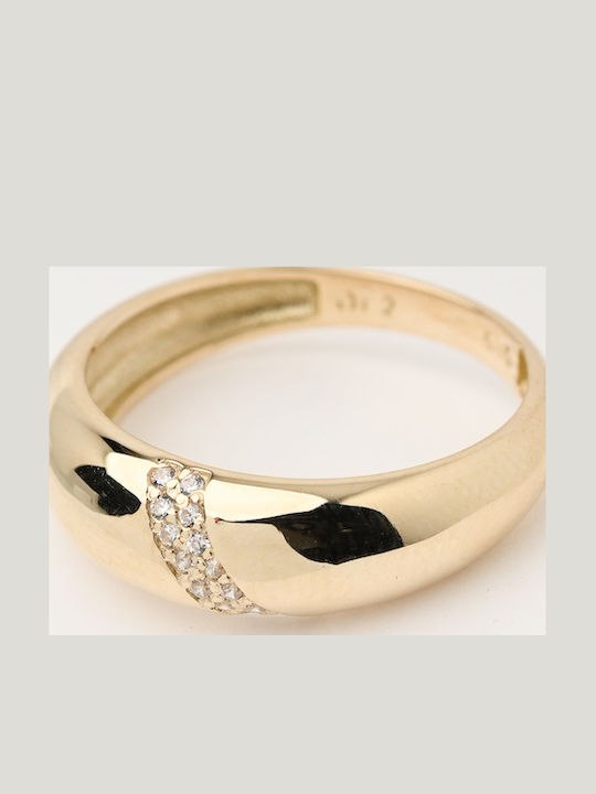 Lunaorocreations Women's Dome Ring with Zircon Stones 14K Gold