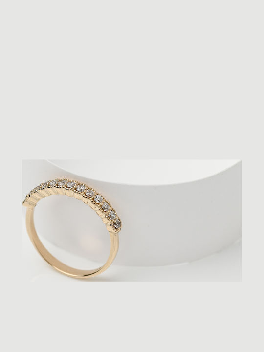 Lunaorocreations Damen Ring Halbe Ewigkeitsringe Zirkon Gelbes Gold 14 Karat