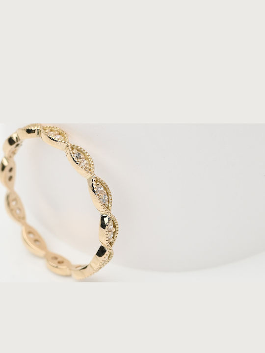 Lunaorocreations Women's Eternity Band Ring Zircon Stones Yellow Gold 14K