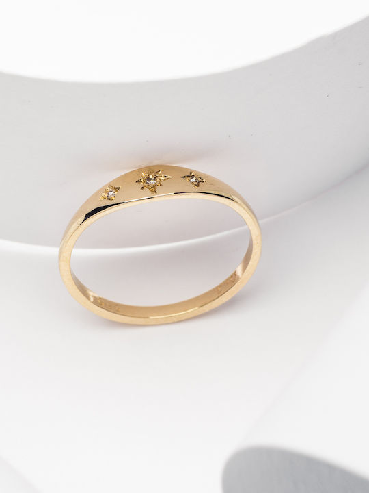 Lunaorocreations Damenring Sterne Zirkon Gelbes Gold