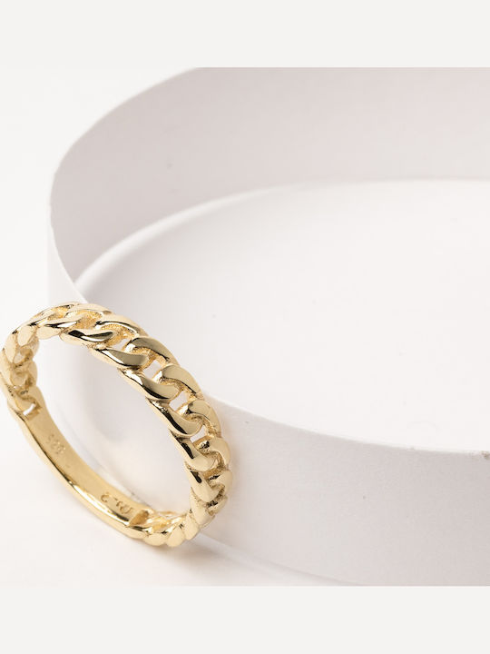 Lunaorocreations Damenring Design Kette Gelb Gold 14k