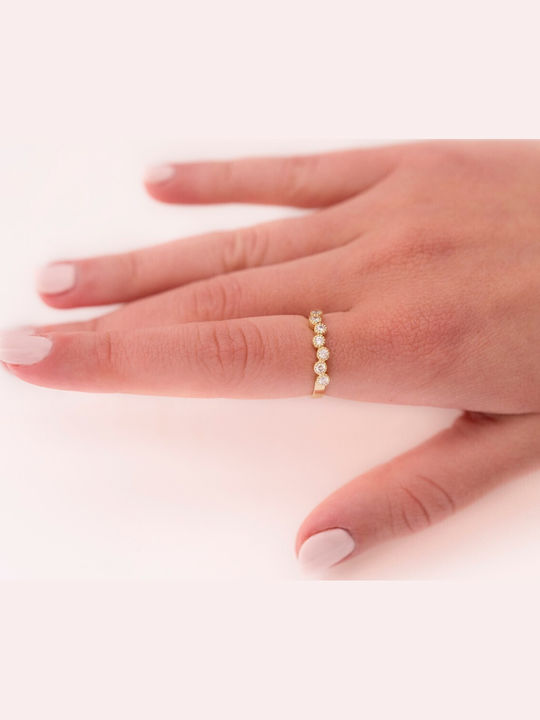 Lunaorocreations Women's Half Eternity Bands Zircon Yellow Gold Ring