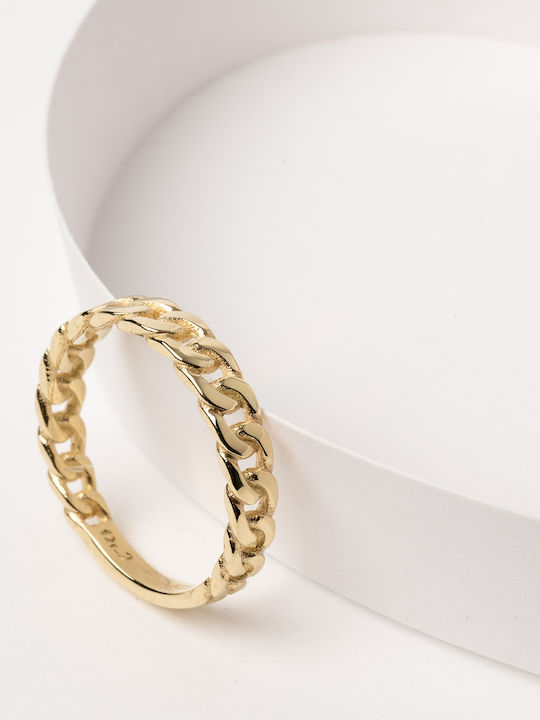 Lunaorocreations Damenring Design Kette Gelb Gold 14k