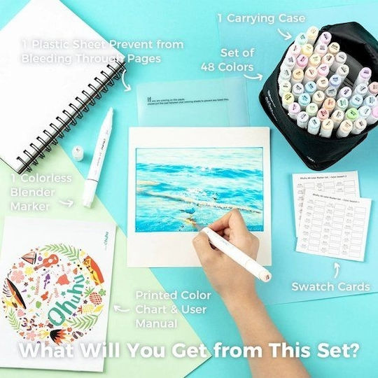 Fine Drawing Markers Fine Double-Tipped Professional Set 48 Colours