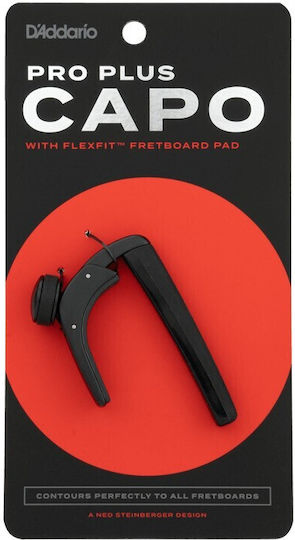 Daddario Clamp Capo for Acoustic and Classic Guitar Pro Plus Capo Black