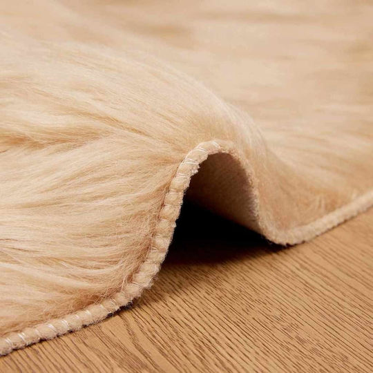 vidaXL Tafalla Rectangular Beige Leather Fireplace Rug 120x120cm