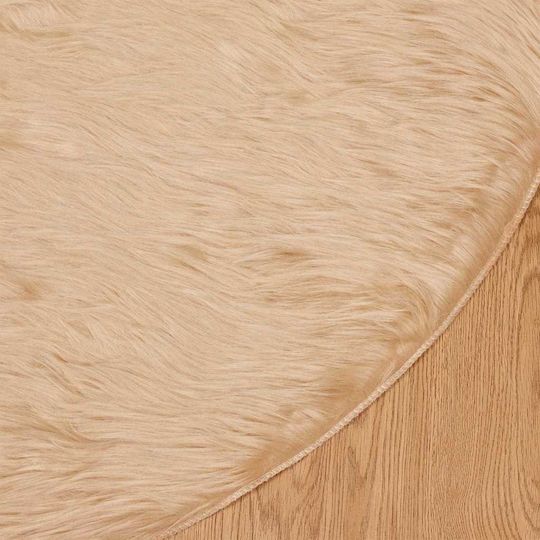 vidaXL Tafalla Rectangular Beige Leather Fireplace Rug 120x120cm