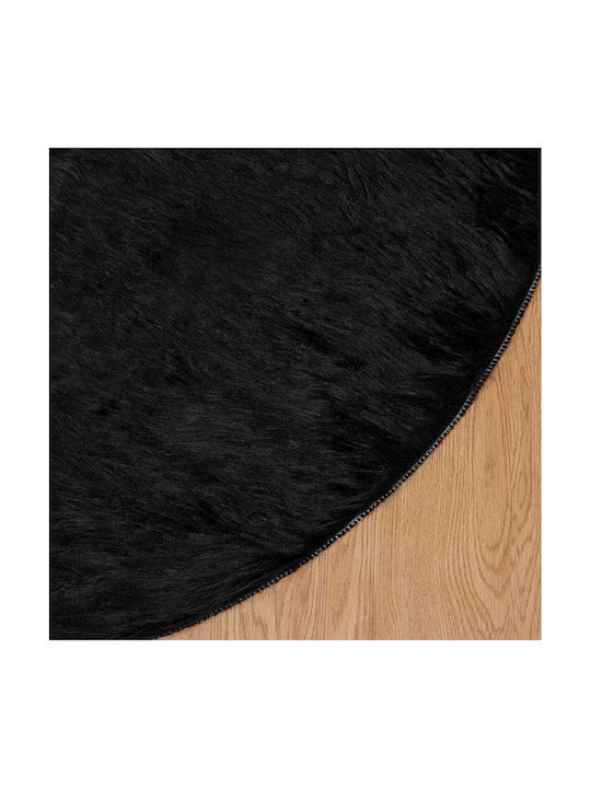 vidaXL Teppich Kamin Rechteckig Leder Black