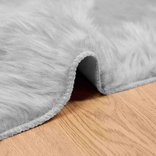 vidaXL Covor Pentru șemineu Rectangular Piele Gri