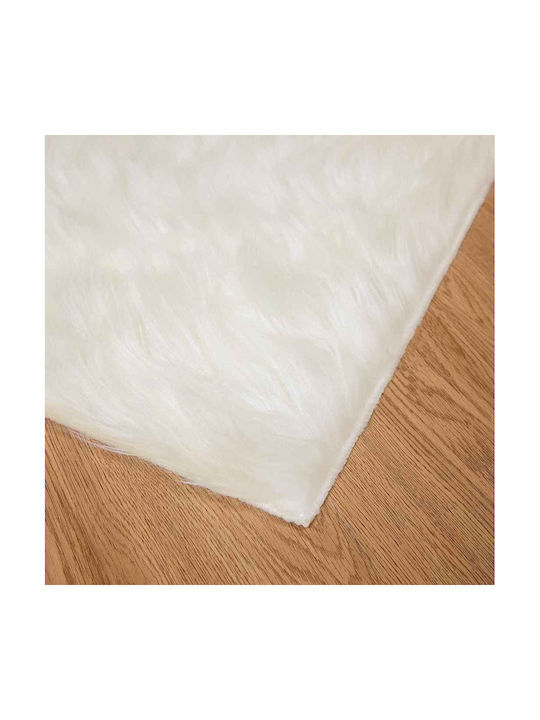 vidaXL Χαλί Τζακιού Δερμάτινο 140x200cm Λευκό