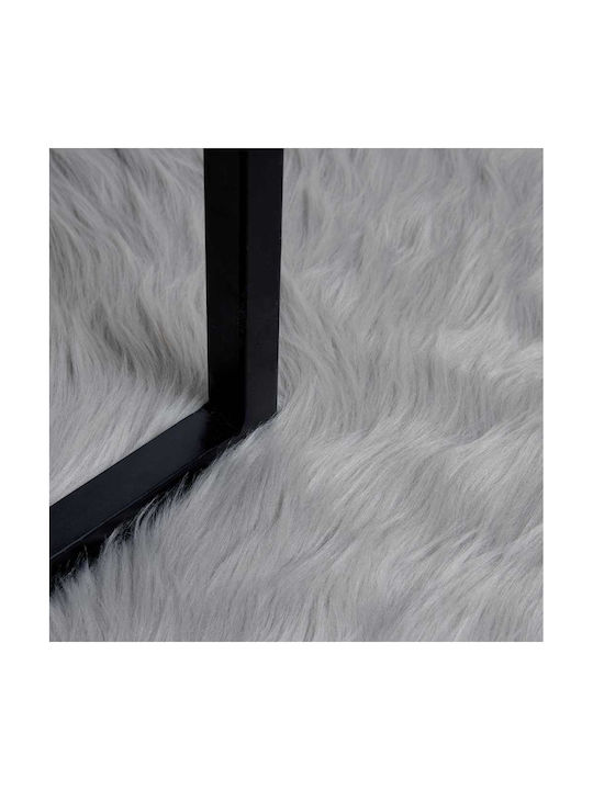 vidaXL Χαλί Τζακιού Δερμάτινο 120x120cm Γκρι