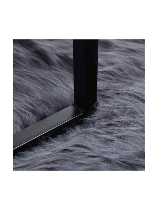 vidaXL Rug Fireplace Rectangular Leather Charcoal