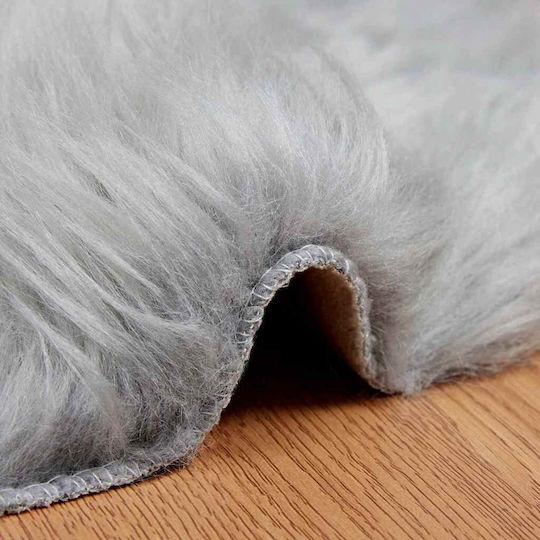 vidaXL Teppich Kamin Rechteckig Leder Gray