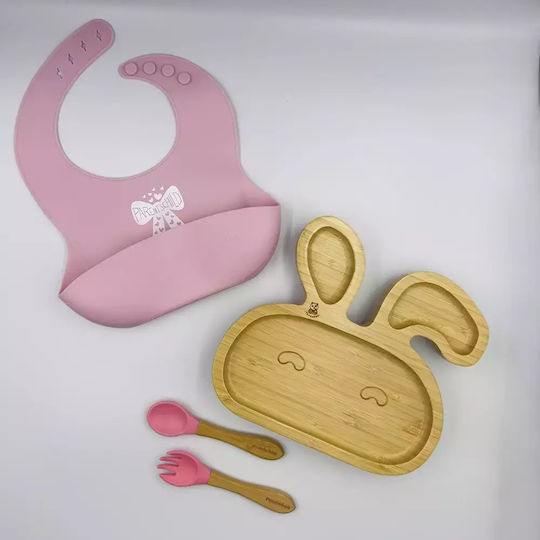 Pandaboo Feeding Set made of Bamboo with Non-Slip Base 4pcs