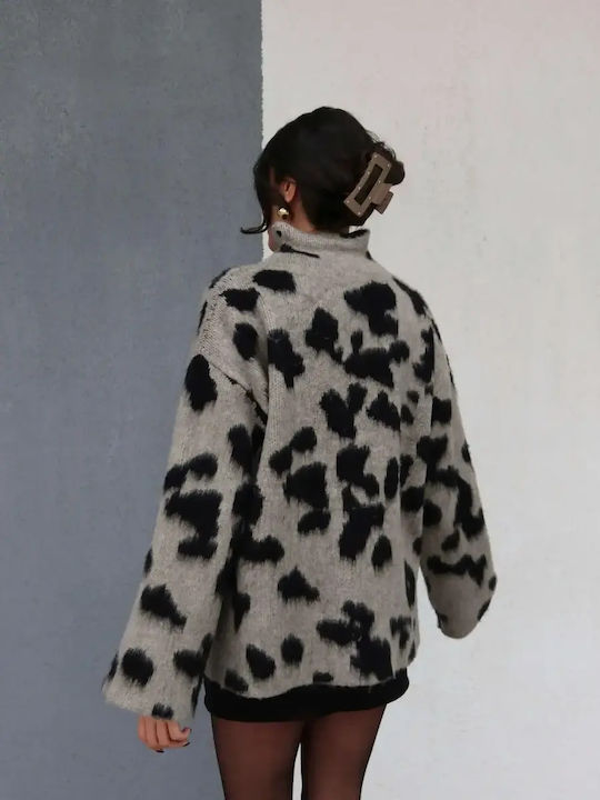 Γυναικείο Πουλόβερ Animal Print Γκρι